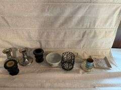 Various Candle Holders & New BIC Lighter