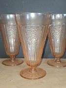 Pink Depression Glass Footed Iced Tea Tumblers