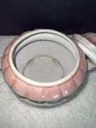 Vintage Lusterware Footed Trinket Dish & Vintage Porcelain Trinket Box with Pins