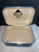 Vintage Blue Train Case with Key (missing handle)