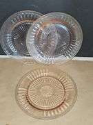 Mixed lot of pink depression glass.