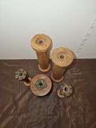 Primitive Old Wood Thread Spools Holders