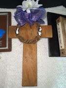 Small wooden Cross, Religious VHS tapes, inspirational books, Wall Plaques & more