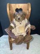 Vintage Wood Heart Cutout Doll / Teddy Bear Wooden Chair & Boyds Bear