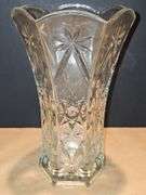 Vintage Large Clear Cut Glass Star Design Vase