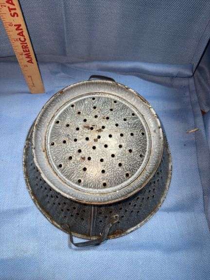 Vintage Grey Enamel Colander