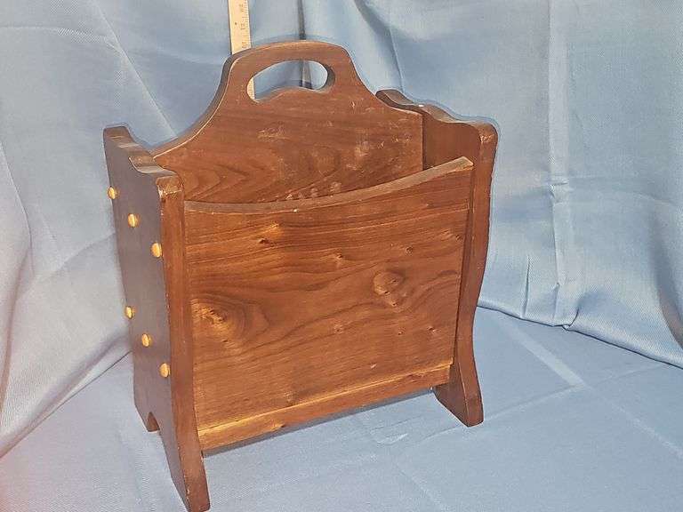 Solid wood magazine holder