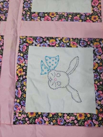 Child's quilt & vintage wooden hanger