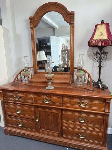 Wooden dresser with mirror