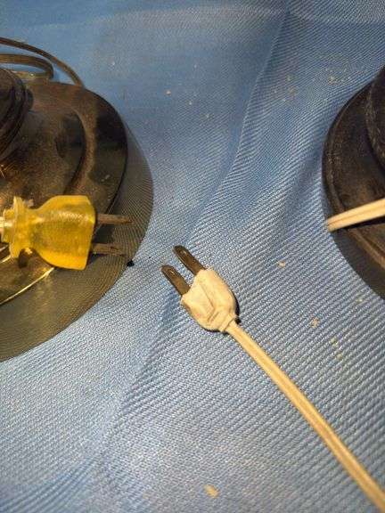 Heavy brass colored lamp & wooden lamp with shade