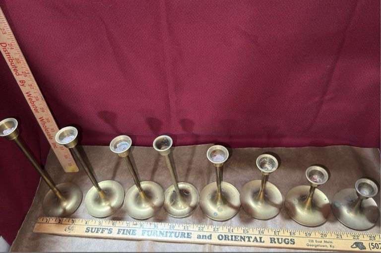 8 pc brass candlestick holders