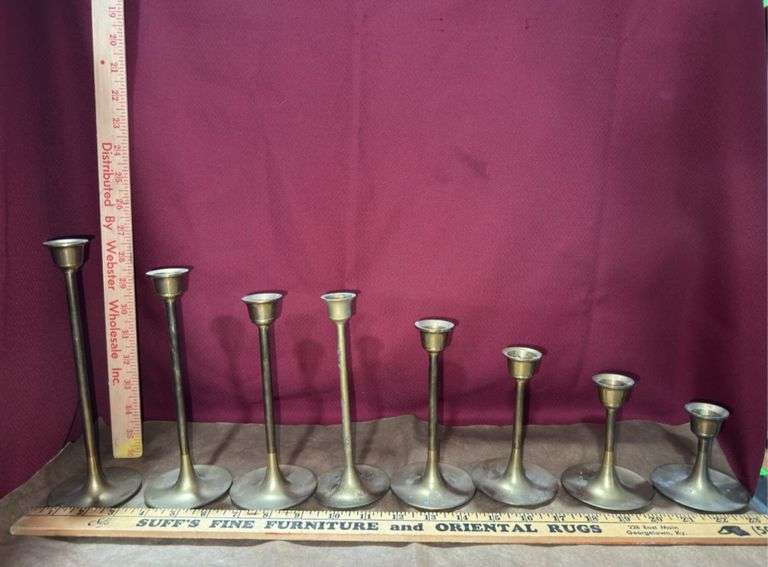 8 pc brass candlestick holders