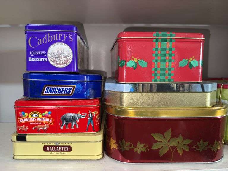 Collection of metal tins