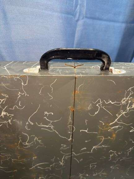Gray metal folding table