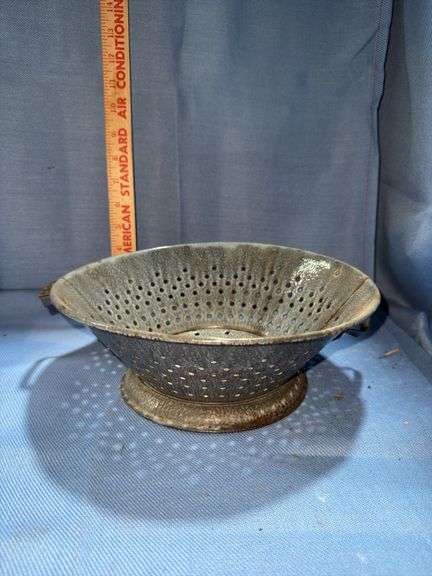 Vintage Grey Enamel Colander