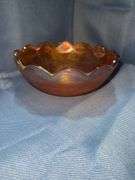 Carnival Glass - Vintage Marigold Bowl - Leaf Pattern 1930-1940s