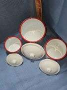 Reproduction- Red & White enamel canisters