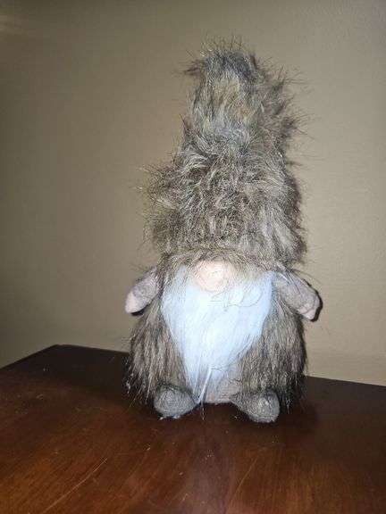 Dried Floral Floor Bouquet, Faux Flowers & Plush Gnome