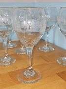 Libbey Arby's Christmas White Frosted Pine Tree Wine Glasses Gold Rim