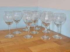 Libbey Arby's Christmas White Frosted Pine Tree Wine Glasses Gold Rim