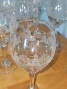 Libbey Arby's Christmas White Frosted Pine Tree Wine Glasses Gold Rim