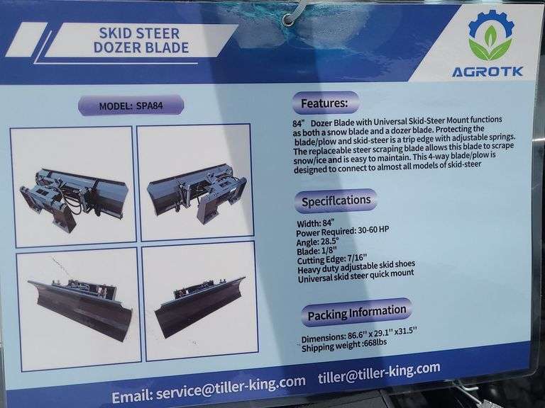 MOWER KING SKID STEER DOZER BLADE
