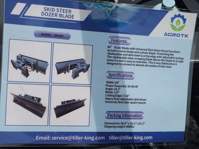 MOWER KING SKID STEER DOZER BLADE