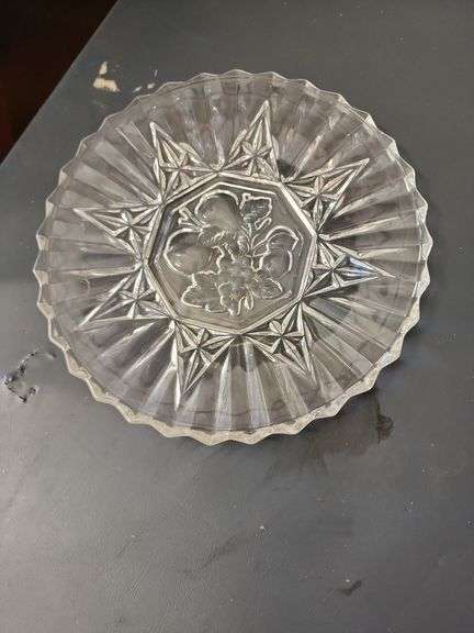 Fruit themed clear glass serving trays