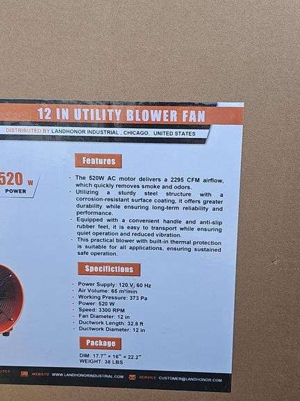 LAND HONOR 12IN UTILITY BLOWER FAN