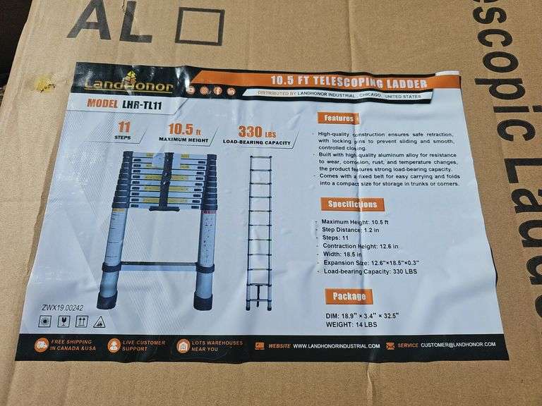 LAND HONOR 10.5FT TELESCOPING LADDER