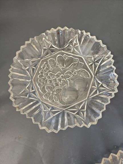 Fruit themed clear glass serving trays