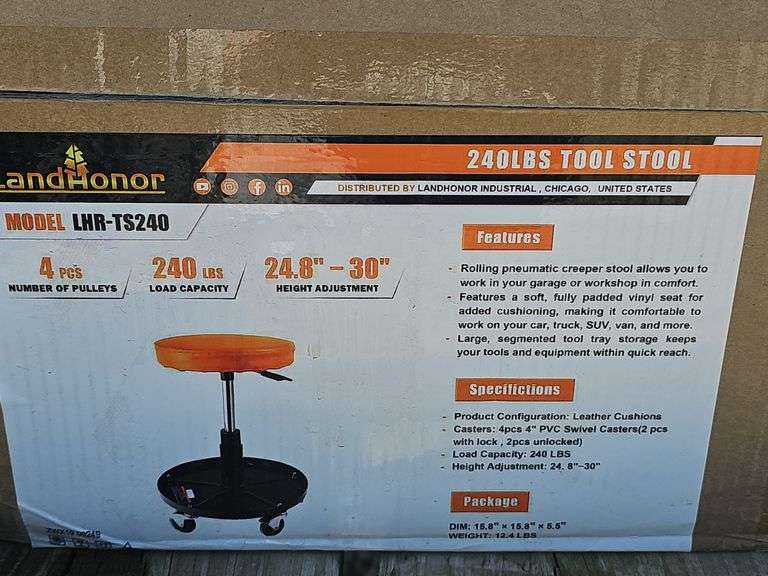 LANDHONOR 240LB TOOL STOOL