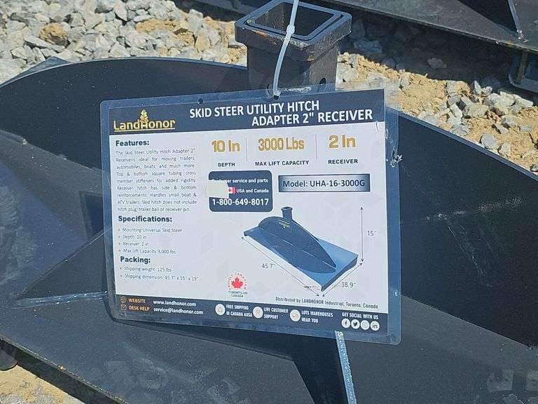 LANDHONOR SKID STEER UTILITY HITCH ADAPTER 2" RECEIVER