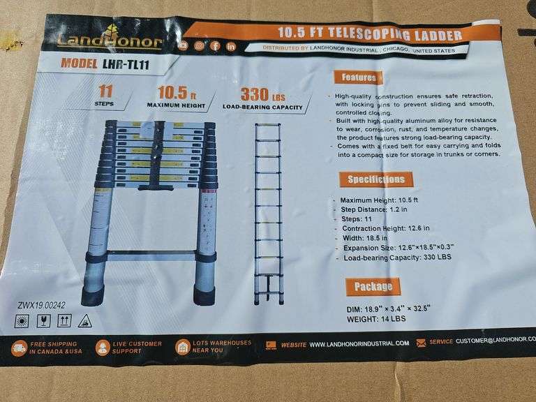 LAND HONOR 10.5FT TELESCOPING LADDER