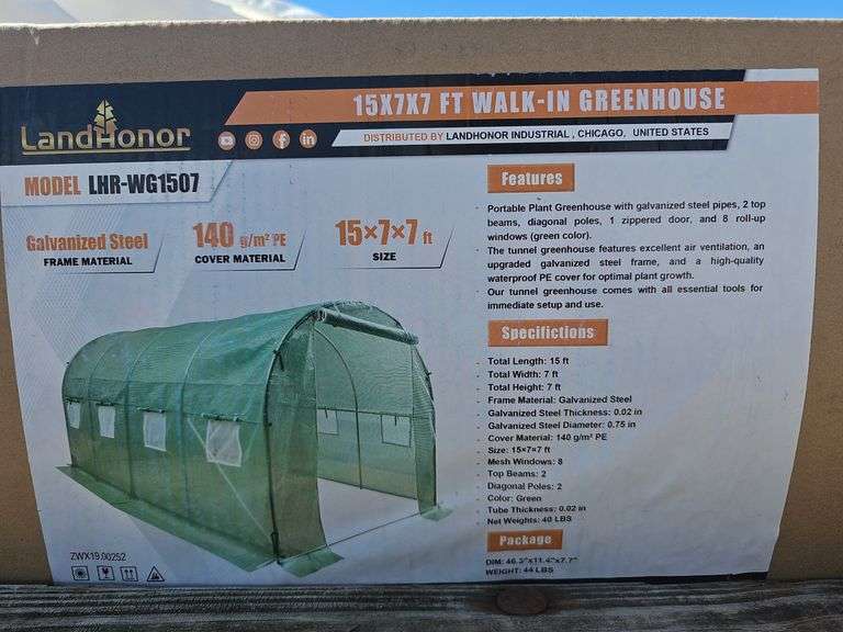 LANDHONOR 15×7×7 WALK-IN GREENHOUSE