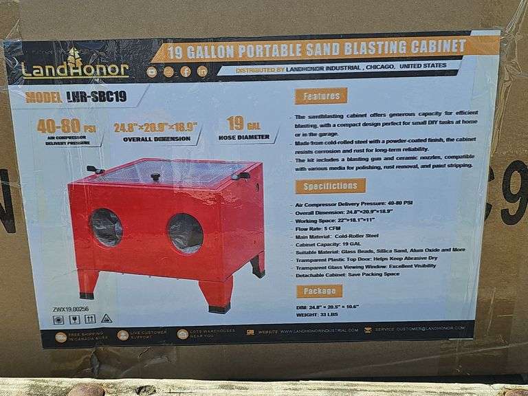 LAND HONOR 19GL PORTABLE SAND BLASTING CABINET