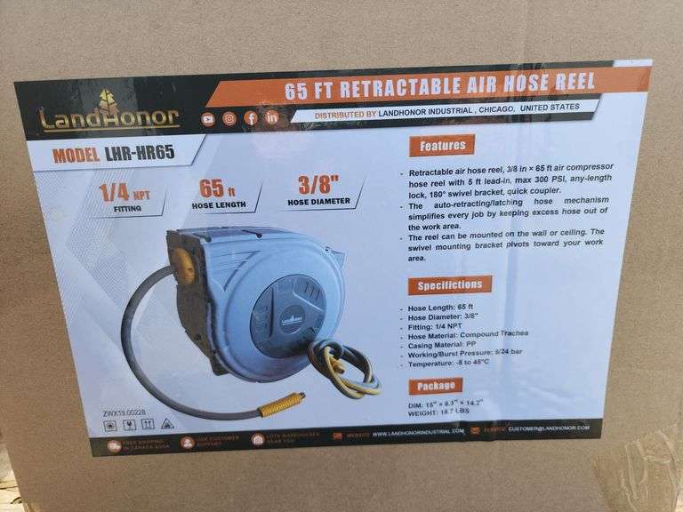 LAND HONOR 65FT RETRACTABLE HOSE REEL