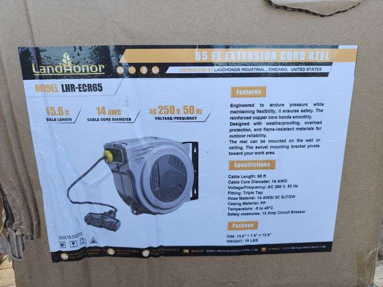 LAND HONOR 65FT EXTENSION CORD REEL