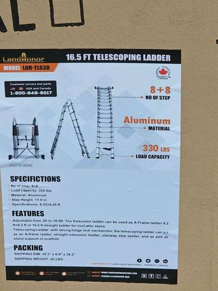 LAND HONOR 16.5FT TELESCOPING LADDER
