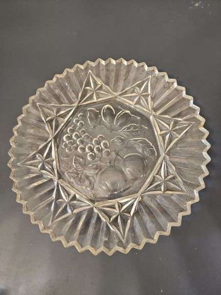 Fruit themed clear glass serving trays