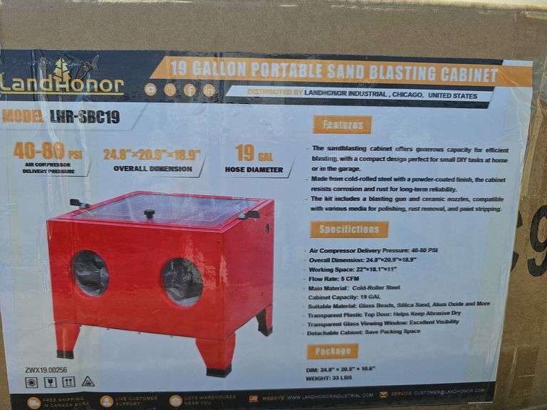 LAND HONOR 19GL PORTABLE SAND BLASTING CABINET