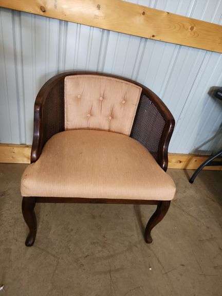 Tufted upholstered wooden club chair