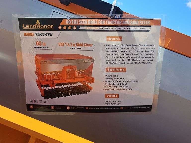 NO TILL SEED DRILL FOR TRACTOR & SKID STEER