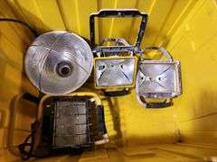 Yellow tote, work lights, & contents