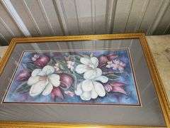 Framed Floral Print with Magnolia flowers