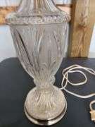 Frosted cut glass lamp with shade