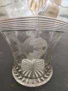 Cut clear glass basket vase