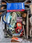 Ratchet Tie-Down Straps, Ratchet Socket Wrench, Tape Measure, Slime Brass Dial Tire Pressure Guage D