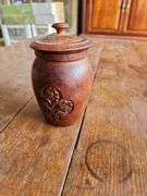 Vintage India Hand Carved Wooden Jar with Lid