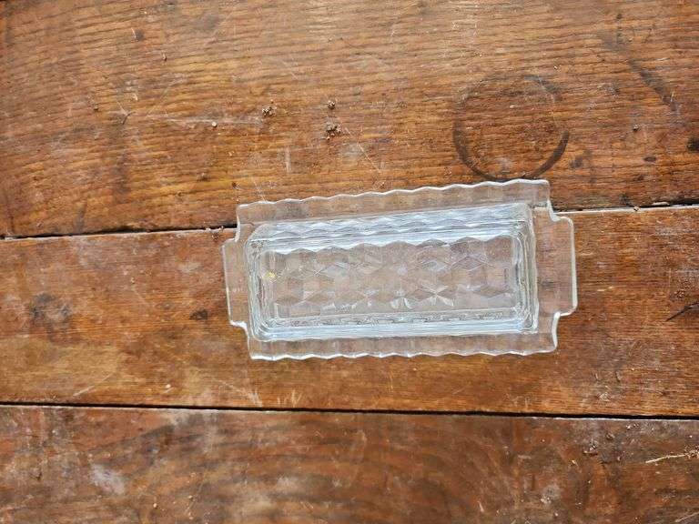 Vintage Fostoria American Pattern Clear Glass Covered Butter Dish
